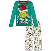 Dr. Seuss The Grinch Pajamas 2-Piece Matching Set - Cozy Christmas PJs Loungewear for Toddlers & Big Kids Boys Girls