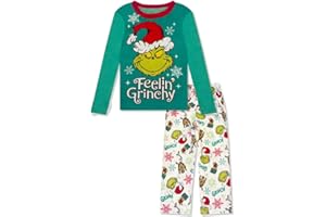 Dr. Seuss GRINCH Pajamas Christmas Notch Collar Ultra-Soft Pajama Set For Kids and Toddlers