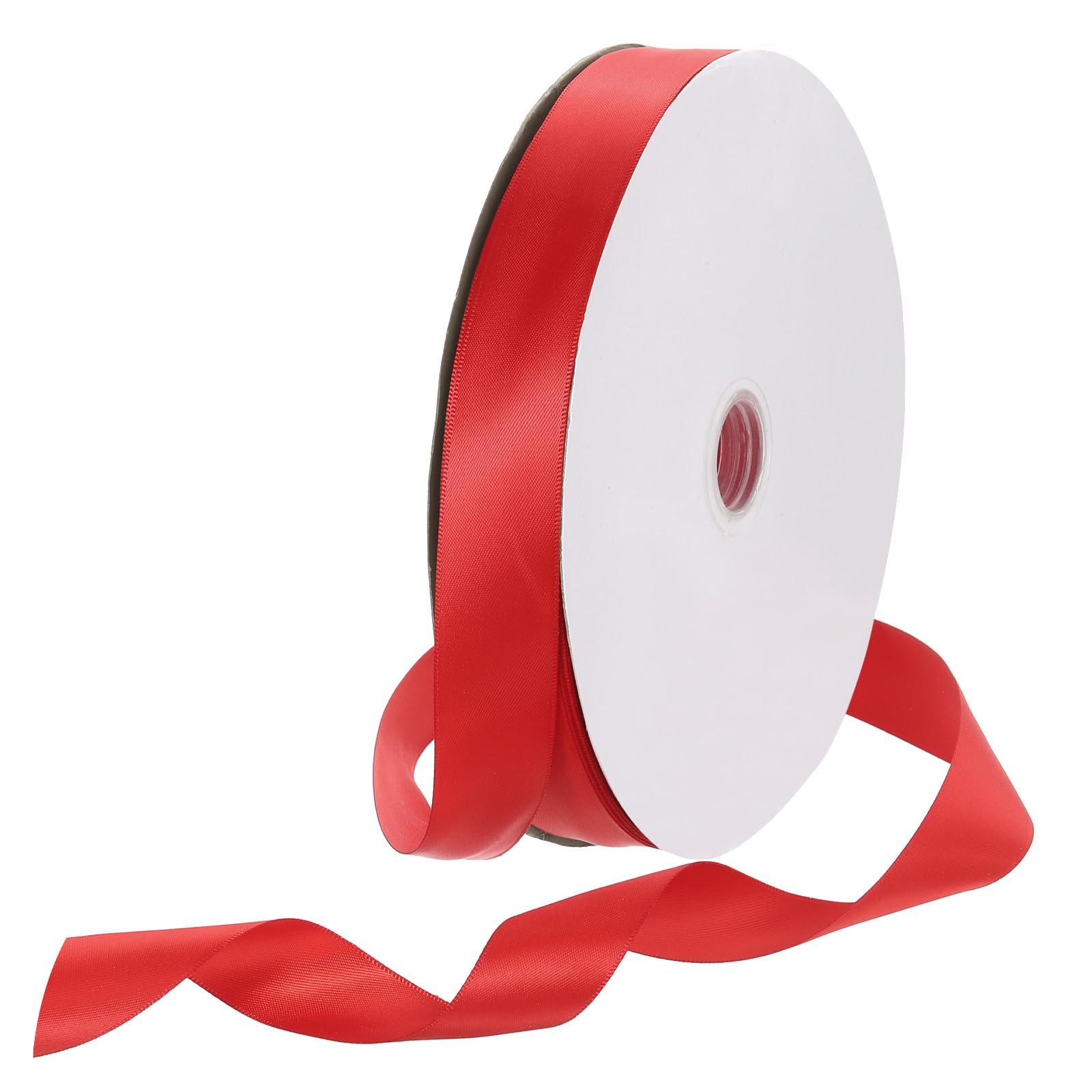 Rebower 25mm Satin Ribbon 91m Thick Double Face Grosgrain Silk Ribbon, [for Gift Wrapping, Hair Bows, Wedding, Cake, Flower] - 100 Yard/300ft/ Red