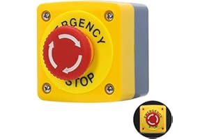 AXTHCHO Emergency Stop Button Switch E-Stop Momentary Shut Off Red PushButton Switches 1NO 1NC 660V 10A with Box