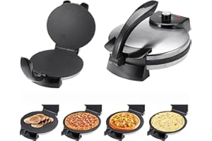 Tortilla Press, 2000W Electric Roti Maker with LED Indicator Lights & Adjustable Temperature Control, Non-Stick, Easy to Use 