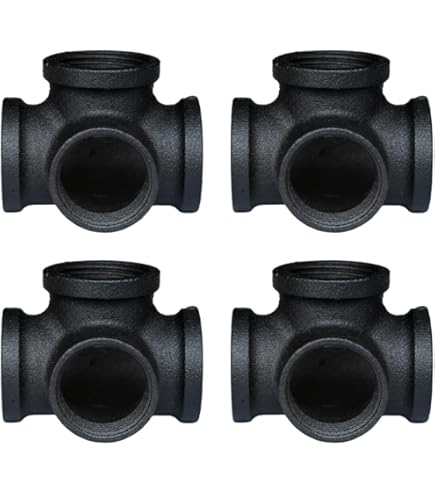 Dust Proof Storage Bins 3/4 Inch Black Iron Pipe Flanges - 6 Pack Industrial Pipe Fittings For DIY Shelving & Furniture 6 Stove Pipe