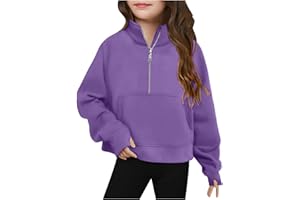 Itsame Half Zip Crop Sweatshirt For Girls Long Sleeve Pullover Tops Kids Lightweight Fleece Winter Clothes 5-13 Years