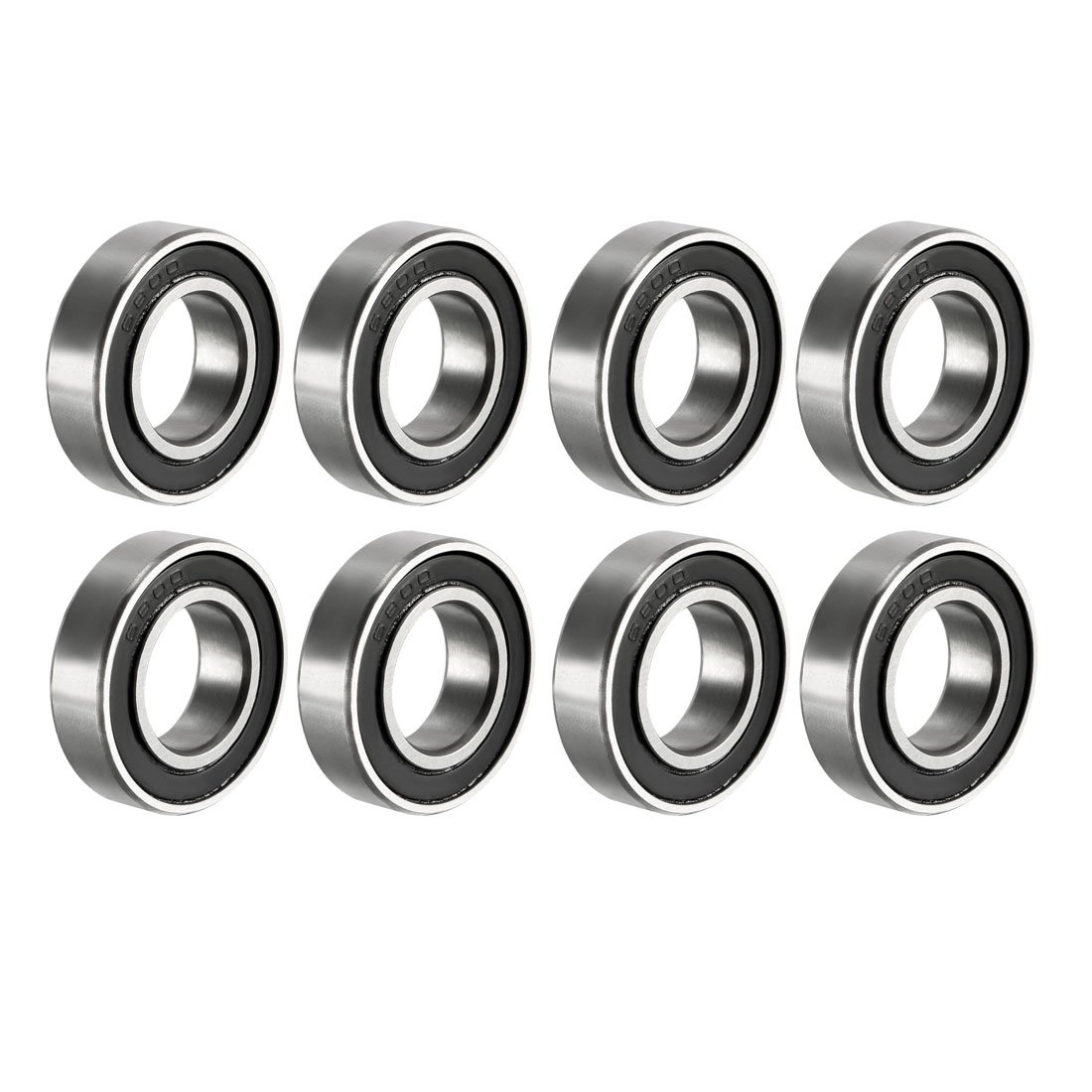 sourcing map 68002RS Deep Groove Ball Bearing Double Sealed 1180800, 10mm x 19mm x 5mm Carbon