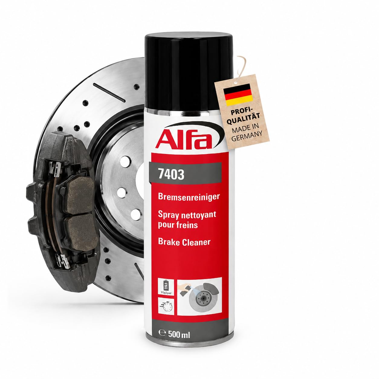 Alfa 1x Bremsenreiniger 500 ml Profi-Qualität Premium-Reiniger Bremsen Spray kraftvoll rückstandsfrei gegen Öle Fette Harze - Made in Germany
