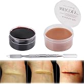 MEICOLY 3Pcs Scar Wax Special Effects SFX Makeup Kit,Fake Blood Scab Coagulated Blood Gel, Fake Nose Skin Putty Wax Makeup for Cosplay, Fake Scar Modeling Wax for Cut Wound with Spatula