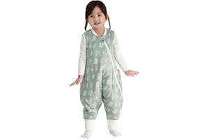 Duomiaomiao 1.5 TOG Toddler Sleep Sack 24-36 Months 100% Cotton Four Season Side Open Zipper Baby Sleep Sack with Feet, Breathable Toddler Wearable Blanket