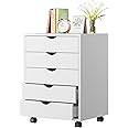 OLIXIS 5 Drawer Chest Wood File Cabinet Rolling Organization Storage Dresser with Wheels for Home Office