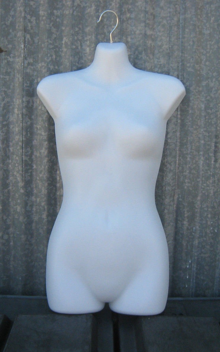 White Female Plastic Mannequin Torso Form with Metal