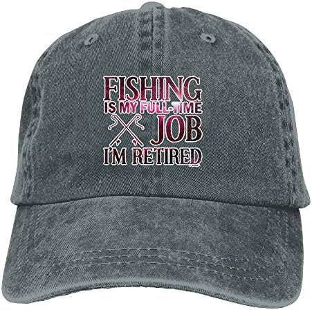 QU YDJ ICE Fishing Is My Full Time Job I'm Retired Unisex Funny Washed Cap Sports Stetson Hat