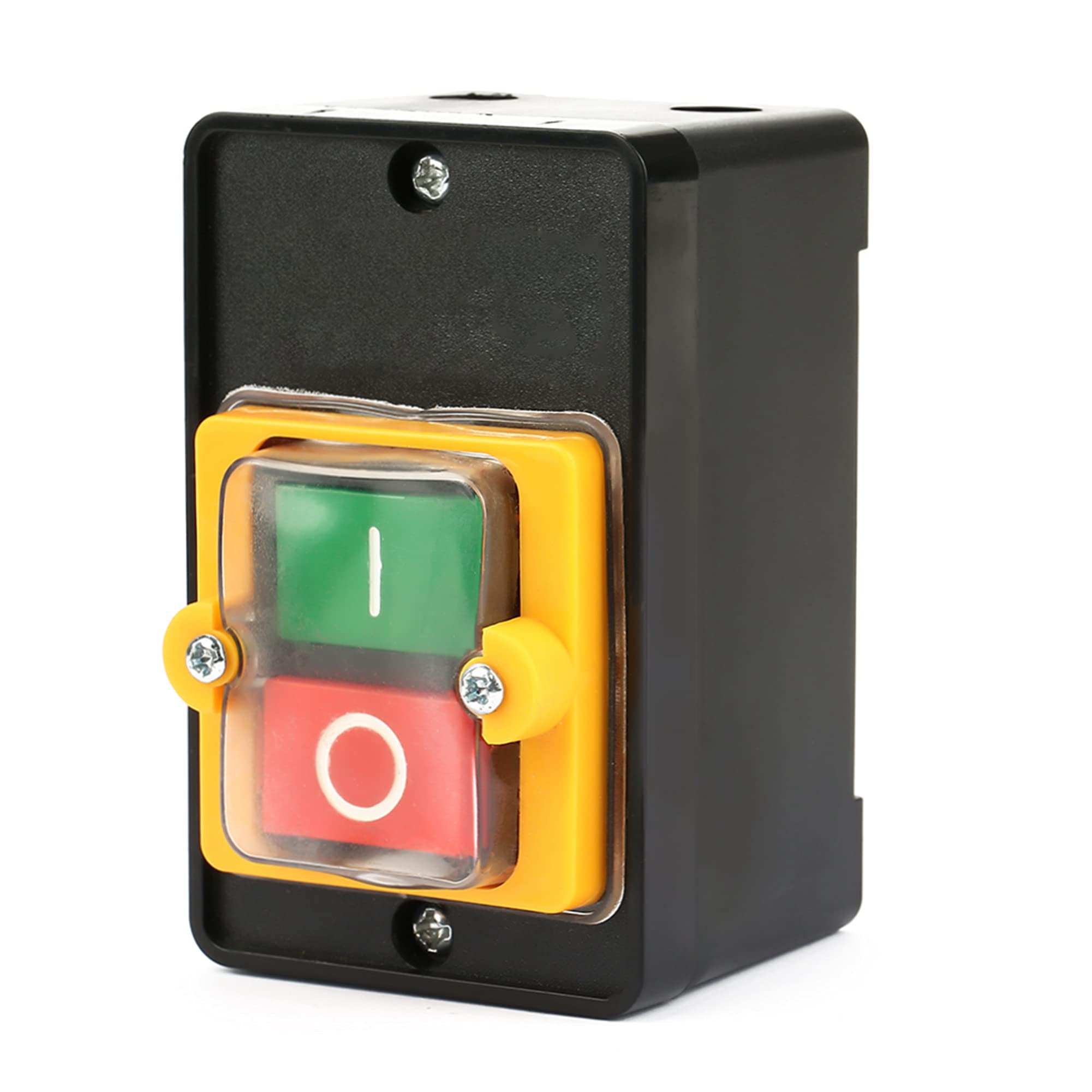 Pushbutton Switch, AC220V/380V 10A Waterproof ON/OFF Pushbutton Switch Push Button, KA0-10KH Single Phase on/off Switch of Drilling Machine with Bottom Box