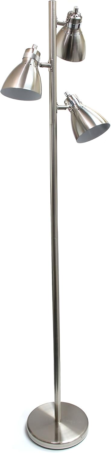Simple Designs Home LF2007-BLK Simple Designs, Black Metal 3-Light Tree Floor Lamp, Finish - - 
