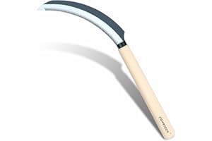 SHANFEEK Grass Sickle with Sawtooth Japanese Weeding Hoe Weeding Tools for Garden High Toughness Stainless Steel with Hard Solid Wood Handle(Black)