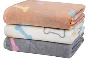 Dono 1 Pack 3 Dog Blankets for Small Dogs, Soft Fluffy Paw Print Pattern Fleece Pet Doggie Blanket Warm Sleep Mat, Puppy Kitten Blanket Doggy Mat for Small to Large Dogs Girl