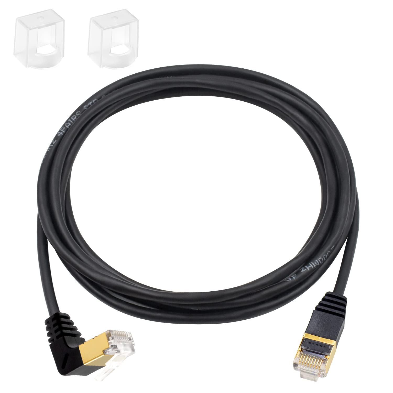 Duttek Cat8 Ethernet Cable, 40Gbps 2000Mhz Up Angle RJ45 Male to Male Ethernet Cable with Gold Plated Head RJ45 Lan Connectors for Laptop, Switch, Desktop (2M)
