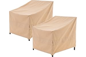 WJ-X3 Patio Chair Cover, Outdoor Lounge Cover, Heavy Duty, Waterproof Lawn Chair Covers, 43W x 42D x 42H, Beige, 2-Pack