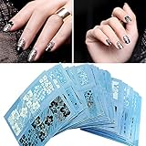 Chinatera 48 Sheets Nail Art Water Transfer Decal Lace Flower Sticker Black White Manicure
