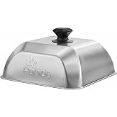 10"&times;10" Stainless Steel Basting Cover for Square Grills, Dishwasher Safe | Heat Resistant Handle; Heat lock for cheese melting &amp; steaming; rustproof stainless steel; oil splash prevention;