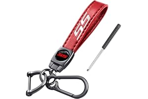 Aooble Red Leather Car Key Chain Metal Car Keyring Accessories, Keychain Keyring Family Present for Man and Woman