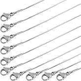 Forise 10 Pcs Silver Stainless Steel Snake Chains Necklace with Lobster Clasp for Jewelry Making,1mm