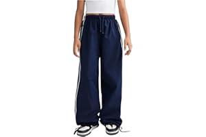 RoseSeek Girl's Wide Leg High Waist Sweatpants Side Striped Extra Long Baggy Track Pants Trousers