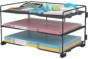BOHDK Office Organization - 3 Tier Paper Organizer Letter Tray - Mesh Desk File Organizer - Paper Sorter Desk Stand for Letter/A4 Office File Folder Holder - Black