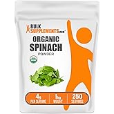 BulkSupplements.com Organic Spinach Powder - Herbal Supplement, Spinach Powder Organic - Green Superfood, Vegan & Gluten Free - 4g per Serving, 1kg (2.2 lbs) (Pack of 1)