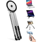 werfami Laptop Stand - Portable Tablet Riser iPad Desk Mount, Silver | 4-in-1 Foldable Laptop Stand N52 Magnetic Phone Holder Portable Tablet Desk Stand Compatible with MagSafe iPhone iPad MacBook
