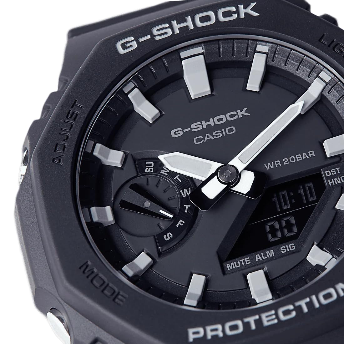 Casio Men GA-2100-1AER G-Shock Carbon Core Octagon Series Watch -Black, Black, Strap.