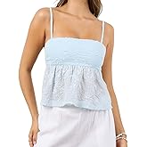 Womens Y2k Babydoll Cami Tank Ruffle Hem Sleeveless Flowy Top Teen Girl Summer Fairy Shirt Fitted Streetwear