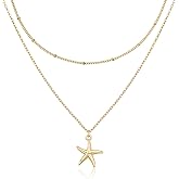 Ava Riley Necklace for Women, 14K Gold-Plated Dainty Choker, Silver Layered Necklaces for Women, Trendy Beach Jewelry