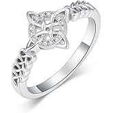 LWXIE Diamond Celtic Knot Rings for Women 925 Sterling Silver Band Ring with Lab Grown Diamond Engagement Jewelry Gifts for Anniversary