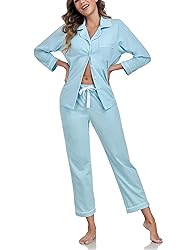 COLORFULLEAF Women's 100% Cotton Long Sleeve Pajama
