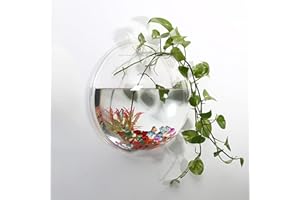 leasote Wall Mounted Flower Pot - 5.9'' Clear Acrylic Round Vase Decoration,Wall Hanging Mount Fish Bowl Aquarium Decorative Plant Pot Hanging Hydroponic Pot Mirror 15cm