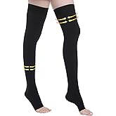 Myshear 20-30 mmHg Compression Stockings for Women and Men, Medical Graduated Compression Hoses, Open Toe Thigh High Compression Socks, Long Toeless Support Stockings for Varicose Veins, Edema, DVT