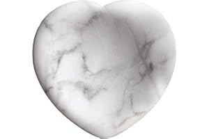 Fekuar Natural White Howlite Turquoise Crystal Crystal Thumb Worry Stone, Hand Carved Healing Crystal Heart Shaped Stone for Anxiety Stress Relief Meditation 1.5"