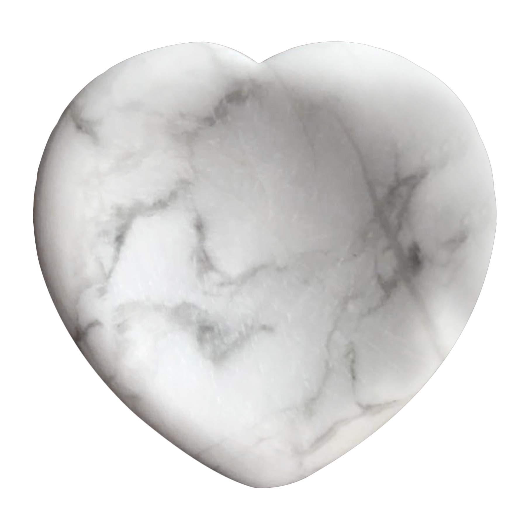 Fekuar Natural White Howlite Turquoise Crystal Crystal Thumb Worry Stone, Hand Carved Healing Crystal Heart Shaped Stone for Anxiety Stress Relief Meditation 1.5"