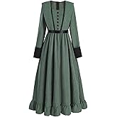 Nuoqi Victorian Dress for Women Long Sleeve Renaissance Dress Historical Medieval Costume