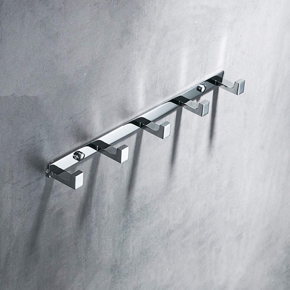 Zchui Solid Brass Hook Rack, Wall Mounted Coat Hook, Polished Chrome Square Robe Hook Coat Hook, Rail Shower Door Accessories Hooks for Home Hotel
