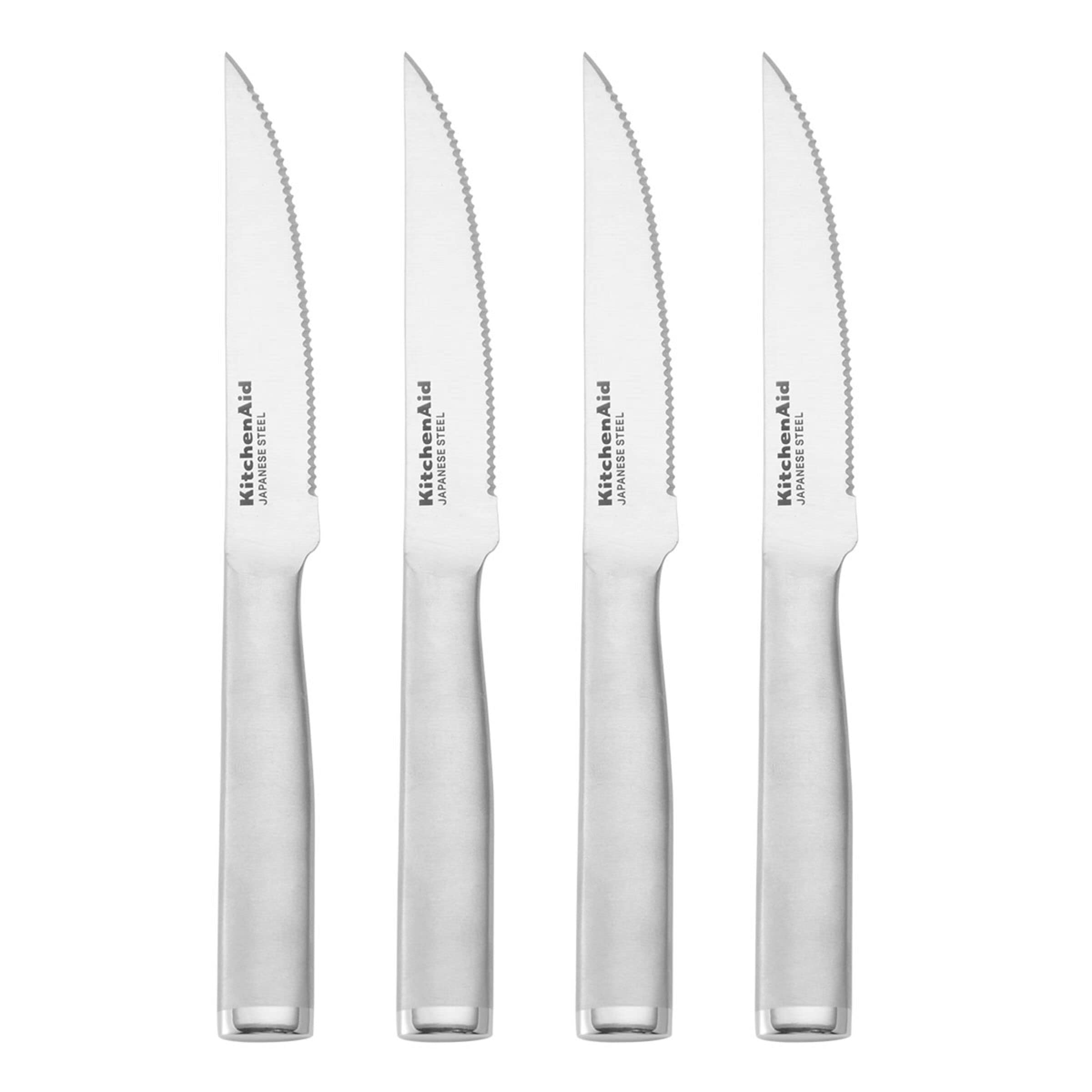 Photo 1 of KitchenAid Gourmet Forged Steak Knife Set, High-Carbon Japanese Stainless Steel, 4 Piece, Brushed