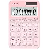 CASIO MS-20YC small desktop calculator with time calculation, light pink