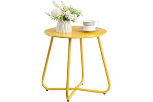 HollyHOME Round Metal Side Table, Rust-Resistant Patio Small Plant Stand, Outdoor 17.32'' Portable End Table for Balconies, G