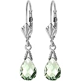 5 Carat 14k Solid White Gold Santorini Green Amethyst Earrings