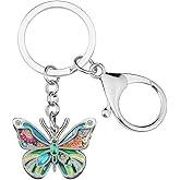 BONSNY Enamel Metal Adorable Butterfly Keychains For Women Car Keys Rings Purse Novelty Charms GIfts