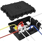 OUTDSPLY Large Outdoor Electrical Box Waterproof, IP54 Extension Cord Cover Weatherproof Outdoor Outlet Covers, Protect Power Strip, Timer Outlet, Plug, Socket, Holiday Light, Black (12 x 9X 5 inch)