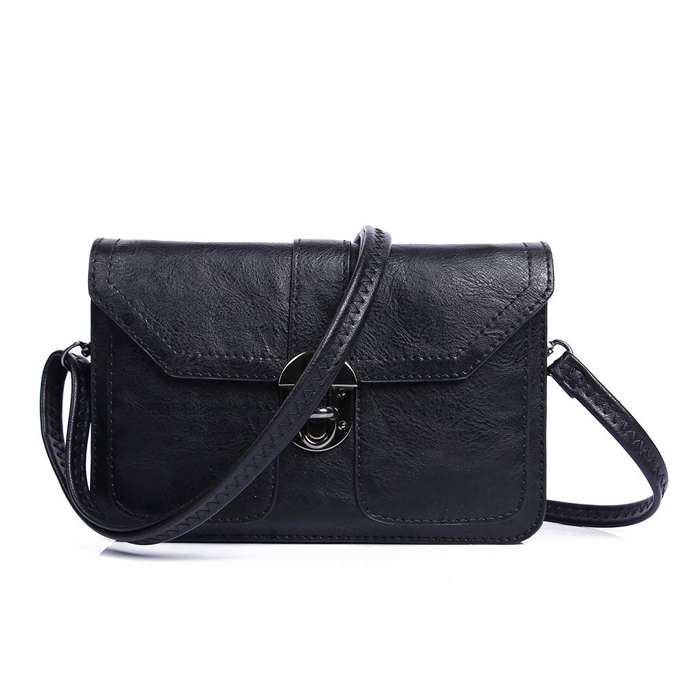 TENXITER Womens Leather Small Crossbody Bags Cell Phone Wallet Purse Bag for Women (Black #)