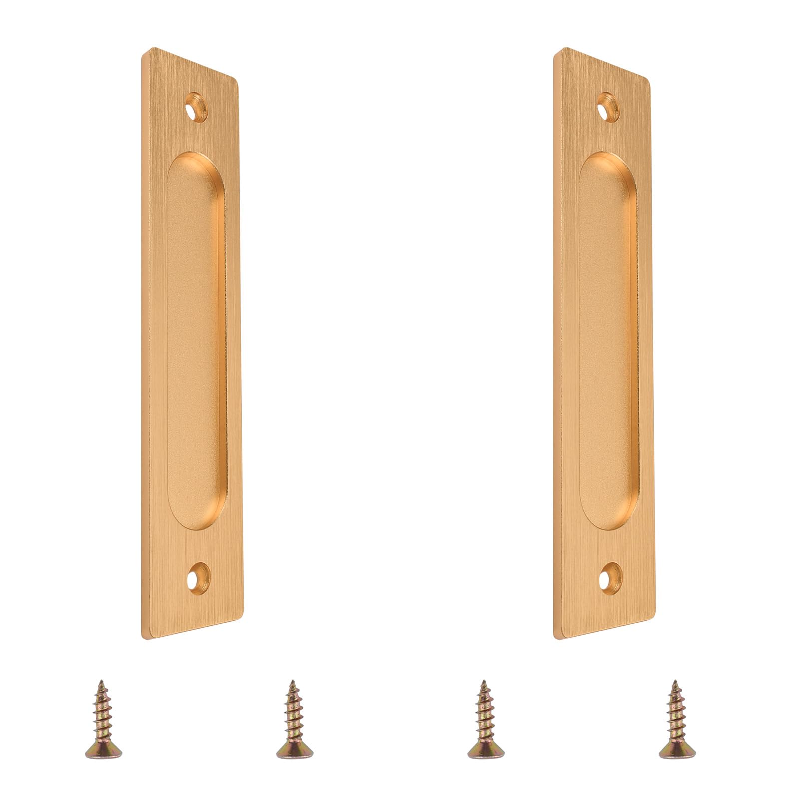 MOROBOR Rectangular Recessed Sliding Door Pulls, 2pcs Rosely Gold Flush Pull Stainless Steel Closet Door Finger Pulls with Screws for Sliding Barn Door — image 1