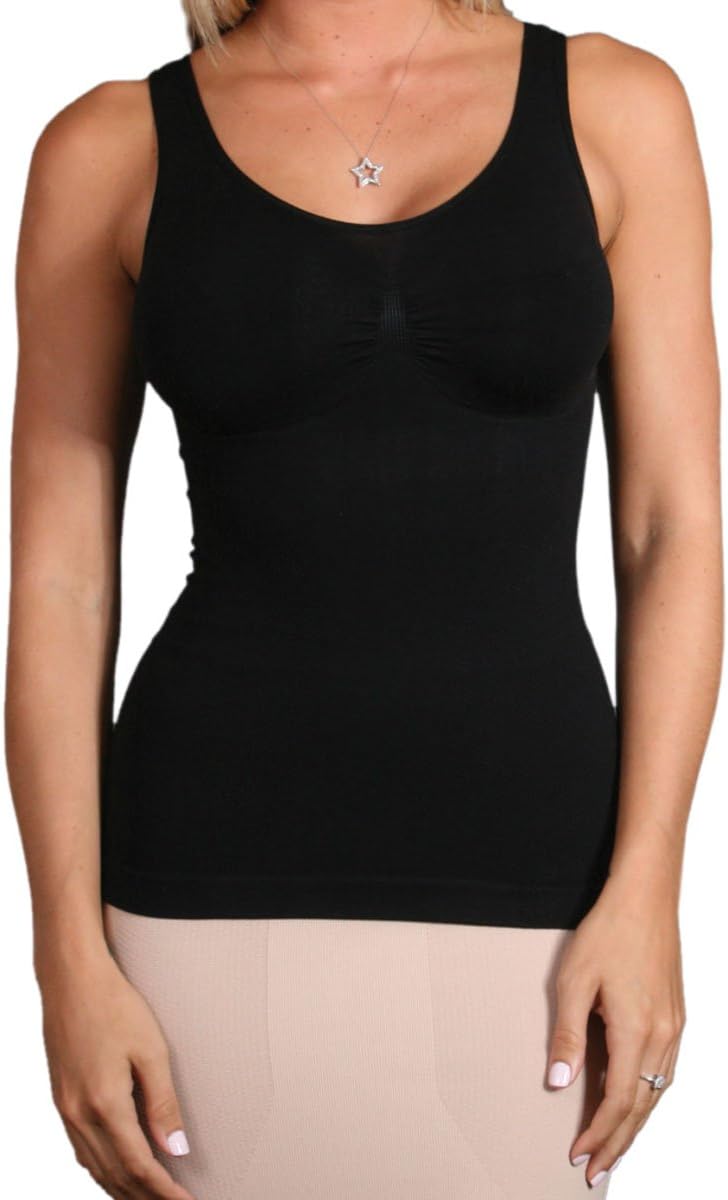Aha Moment by N-fini Women's Lycra Dbl V-Neck Tank Shapewear Non-Padded Wire Free Bra