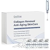 Freeze Dried Collagen for Face, Anti-Wrinkle Freeze Dried Nano Silk Collagen, Stem Cell Serum, Instant Face and Eye Lift (1set)