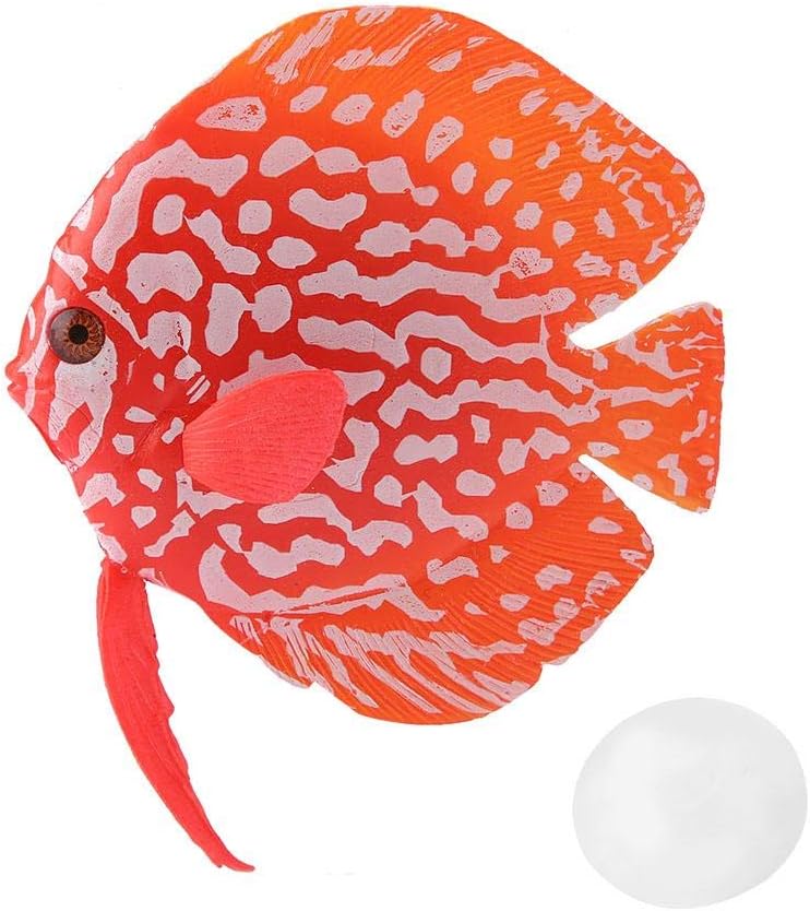 Pssopp Aquarium Artificial Fish Fish Tank Floating Fake Tropical Fish Funny Luminous Silicone Fish Lifelike Moving Fishes Ornament Decorations with Suction Cup(01#)